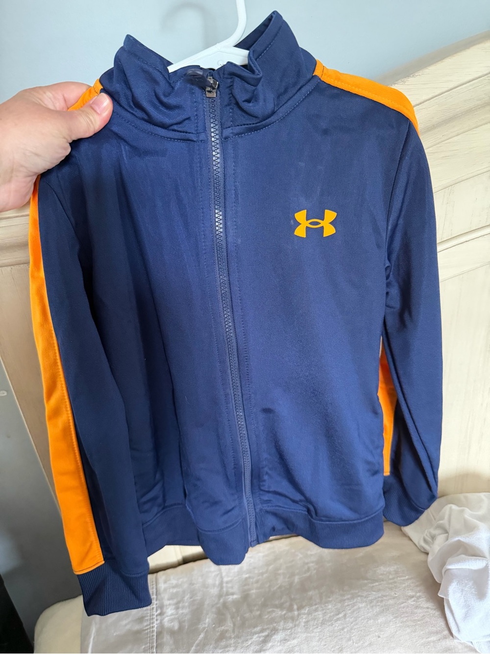 Under Armour Navy and Orange Kids Zip-Front Athletic Jacket